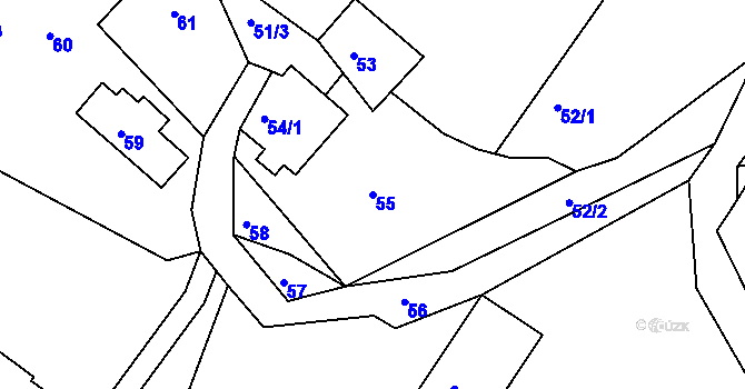 Parcela st. 55 v KÚ Bohdalovice, Katastrální mapa