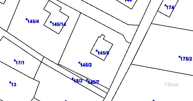 Parcela st. 145/5 v KÚ Bohdalovice, Katastrální mapa