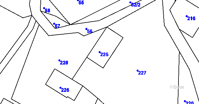 Parcela st. 225 v KÚ Bohdalovice, Katastrální mapa