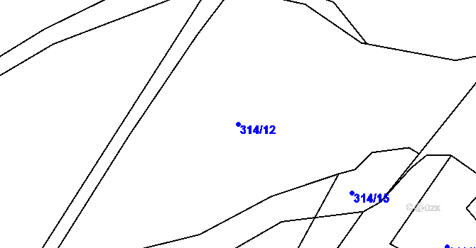 Parcela st. 314/12 v KÚ Bohdalovice, Katastrální mapa