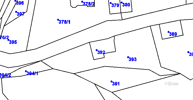 Parcela st. 392 v KÚ Bohdalovice, Katastrální mapa