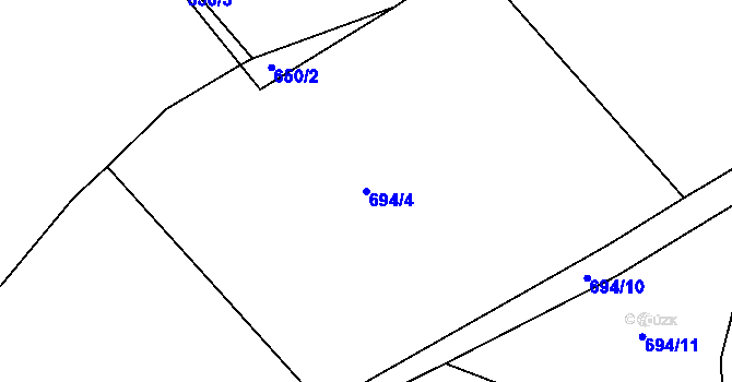 Parcela st. 694/4 v KÚ Bohdalovice, Katastrální mapa