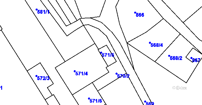 Parcela st. 571/5 v KÚ Bohdalovice, Katastrální mapa