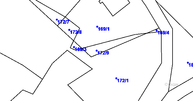 Parcela st. 172/9 v KÚ Bohdalovice, Katastrální mapa