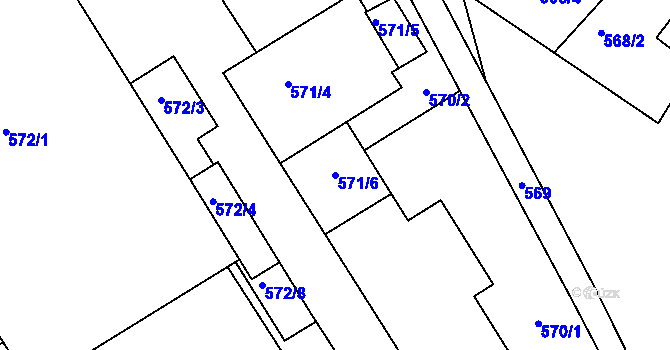 Parcela st. 571/6 v KÚ Bohdalovice, Katastrální mapa