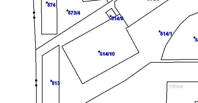 Parcela st. 514/10 v KÚ Bohdalovice, Katastrální mapa