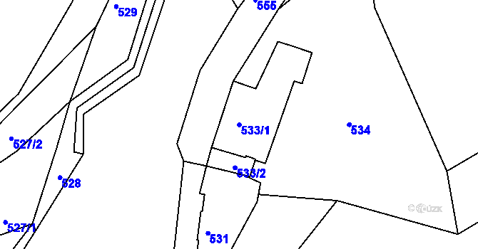 Parcela st. 533/1 v KÚ Bohdalovice, Katastrální mapa