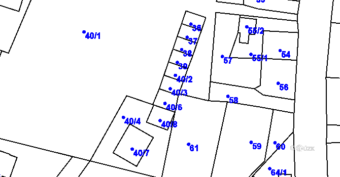 Parcela st. 40/3 v KÚ Velké Hamry, Katastrální mapa