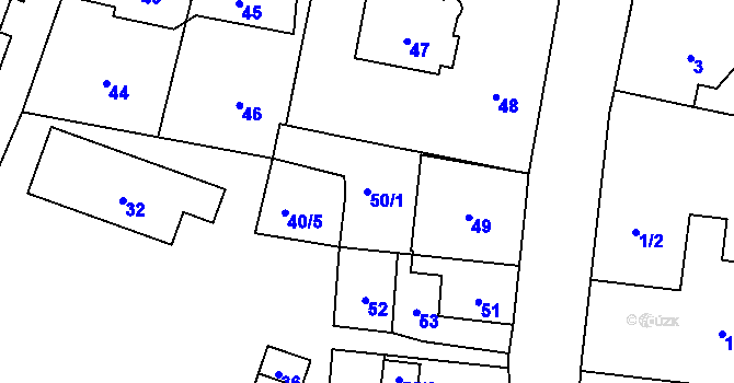 Parcela st. 50/1 v KÚ Velké Hamry, Katastrální mapa