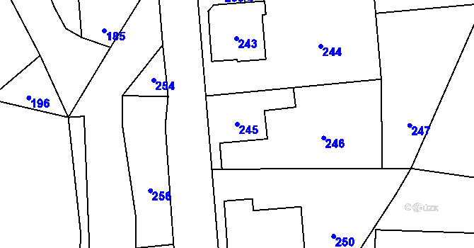 Parcela st. 245 v KÚ Velké Hamry, Katastrální mapa