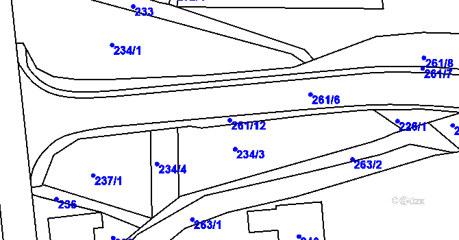 Parcela st. 261/12 v KÚ Velké Hamry, Katastrální mapa