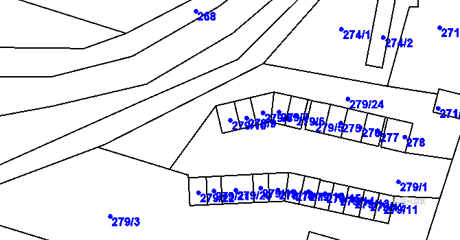 Parcela st. 279/10 v KÚ Velké Hamry, Katastrální mapa