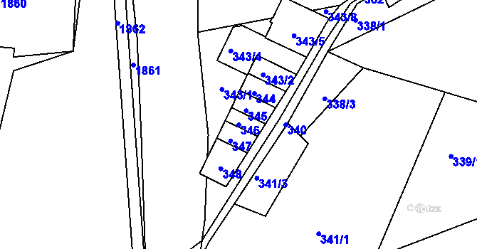 Parcela st. 346 v KÚ Velké Hamry, Katastrální mapa