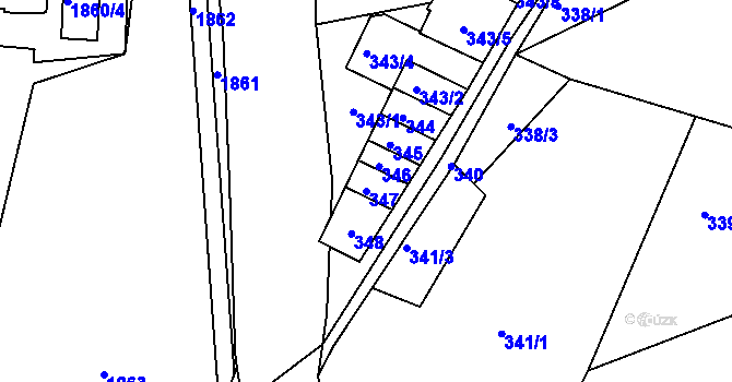 Parcela st. 347 v KÚ Velké Hamry, Katastrální mapa