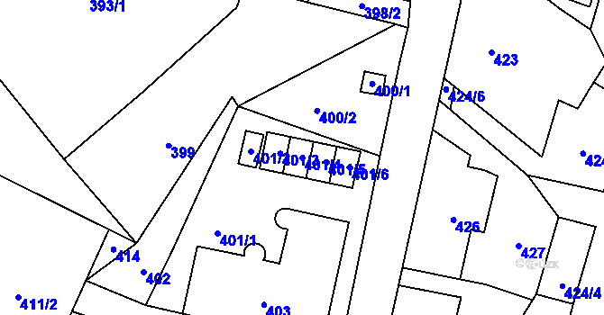 Parcela st. 401/4 v KÚ Velké Hamry, Katastrální mapa