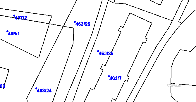 Parcela st. 463/26 v KÚ Velké Hamry, Katastrální mapa