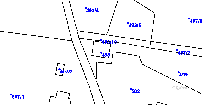 Parcela st. 498 v KÚ Velké Hamry, Katastrální mapa