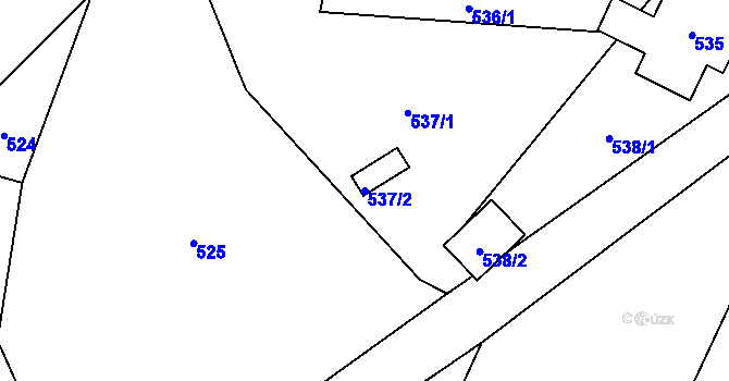 Parcela st. 537/2 v KÚ Velké Hamry, Katastrální mapa