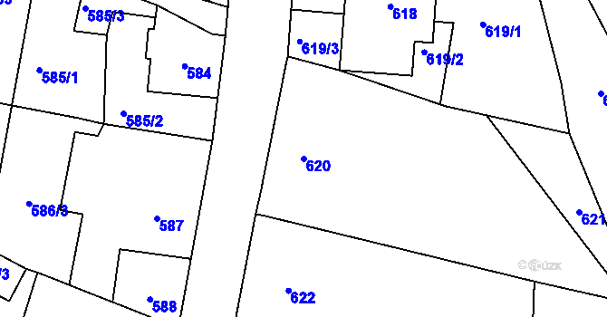Parcela st. 620 v KÚ Velké Hamry, Katastrální mapa
