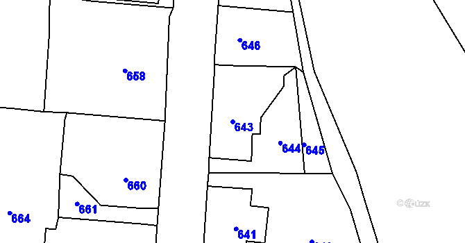 Parcela st. 643 v KÚ Velké Hamry, Katastrální mapa