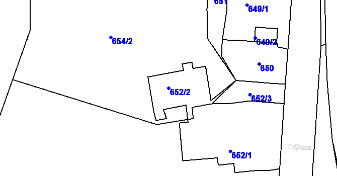 Parcela st. 652/2 v KÚ Velké Hamry, Katastrální mapa