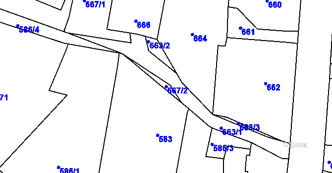 Parcela st. 667/2 v KÚ Velké Hamry, Katastrální mapa
