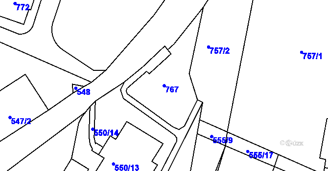 Parcela st. 767 v KÚ Velké Hamry, Katastrální mapa
