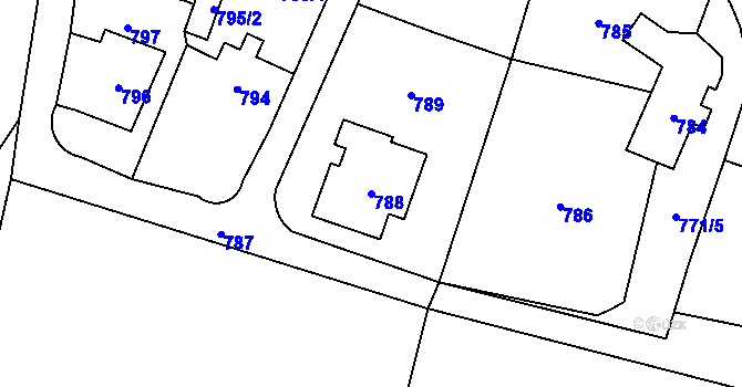 Parcela st. 788 v KÚ Velké Hamry, Katastrální mapa