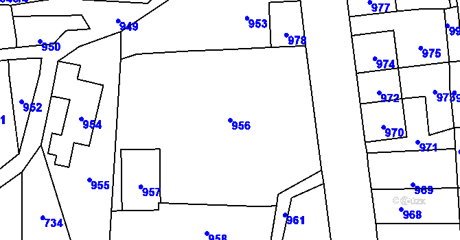 Parcela st. 956 v KÚ Velké Hamry, Katastrální mapa