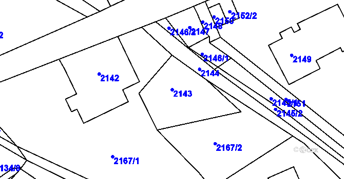 Parcela st. 2143 v KÚ Velké Hamry, Katastrální mapa