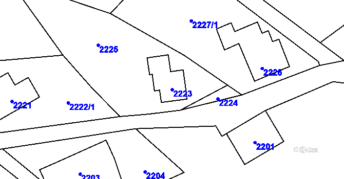 Parcela st. 2223 v KÚ Velké Hamry, Katastrální mapa