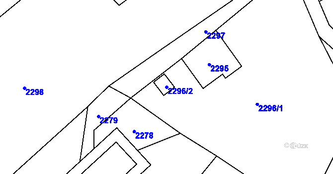 Parcela st. 2296/2 v KÚ Velké Hamry, Katastrální mapa