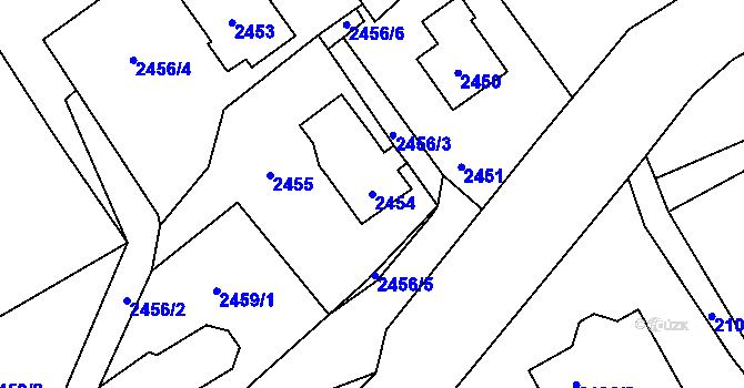 Parcela st. 2454 v KÚ Velké Hamry, Katastrální mapa