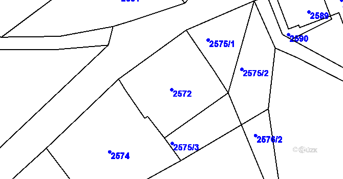 Parcela st. 2572 v KÚ Velké Hamry, Katastrální mapa