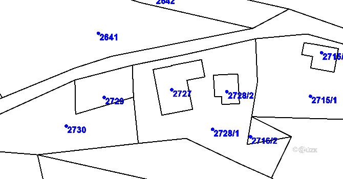 Parcela st. 2727 v KÚ Velké Hamry, Katastrální mapa