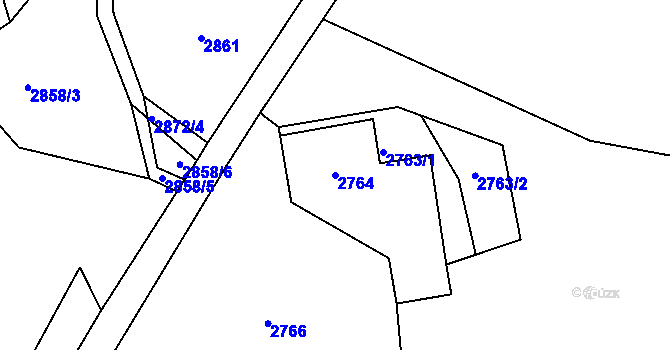 Parcela st. 2764 v KÚ Velké Hamry, Katastrální mapa