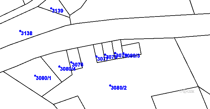 Parcela st. 3078 v KÚ Velké Hamry, Katastrální mapa