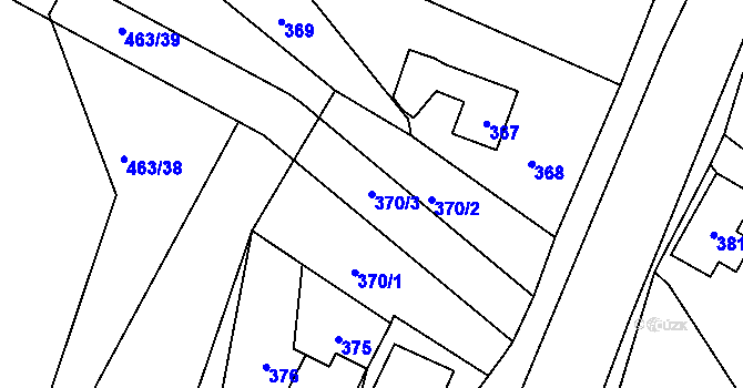 Parcela st. 370/3 v KÚ Velké Hamry, Katastrální mapa