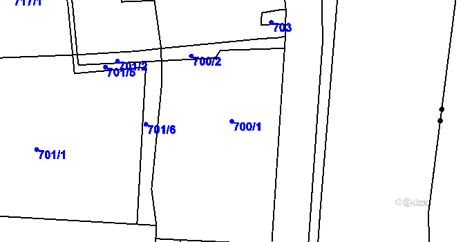 Parcela st. 700/1 v KÚ Velké Hamry, Katastrální mapa