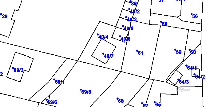 Parcela st. 40/7 v KÚ Velké Hamry, Katastrální mapa