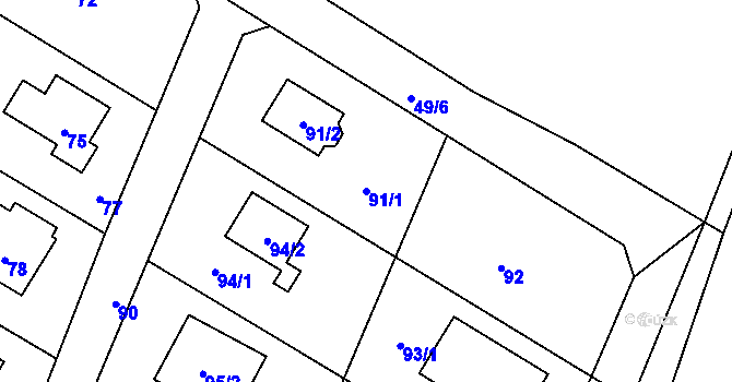 Parcela st. 91/1 v KÚ Velké Heraltice, Katastrální mapa