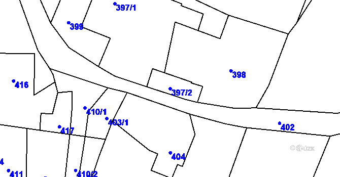 Parcela st. 397/2 v KÚ Velké Heraltice, Katastrální mapa