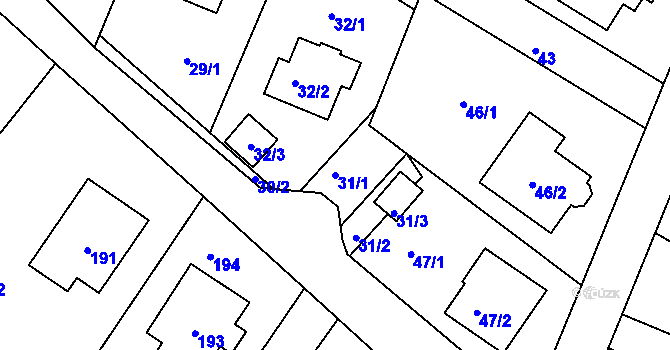 Parcela st. 31/1 v KÚ Velké Heraltice, Katastrální mapa
