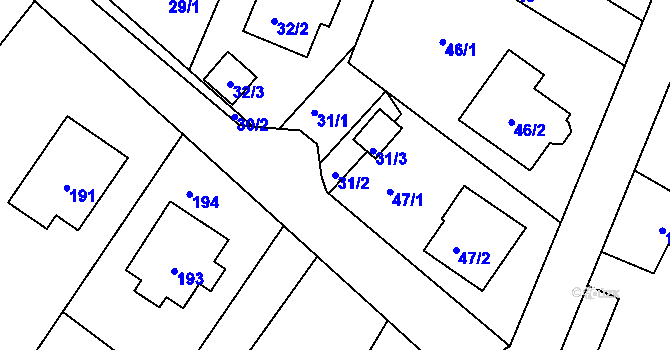 Parcela st. 31/2 v KÚ Velké Heraltice, Katastrální mapa