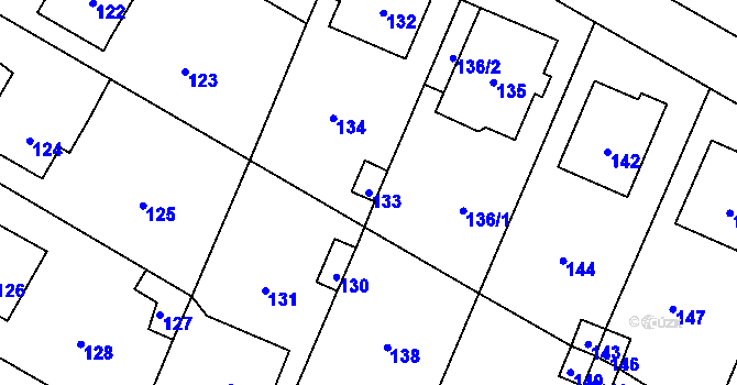 Parcela st. 133 v KÚ Velké Heraltice, Katastrální mapa