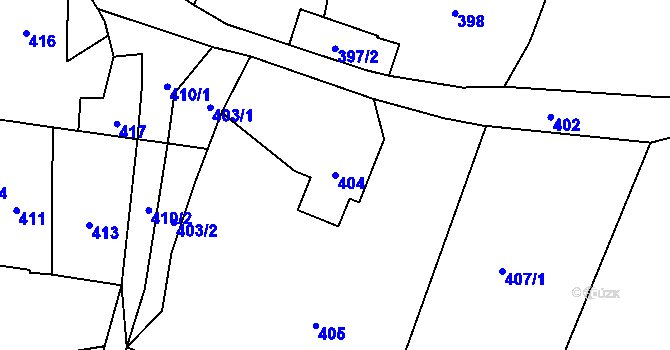 Parcela st. 404 v KÚ Velké Heraltice, Katastrální mapa