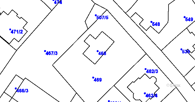 Parcela st. 468 v KÚ Velké Heraltice, Katastrální mapa