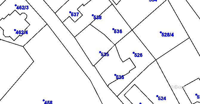 Parcela st. 535 v KÚ Velké Heraltice, Katastrální mapa