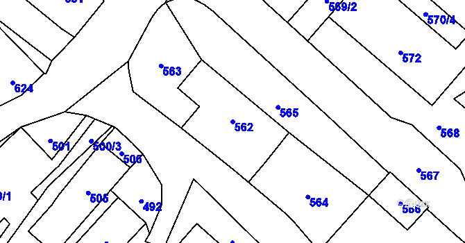 Parcela st. 562 v KÚ Velké Heraltice, Katastrální mapa