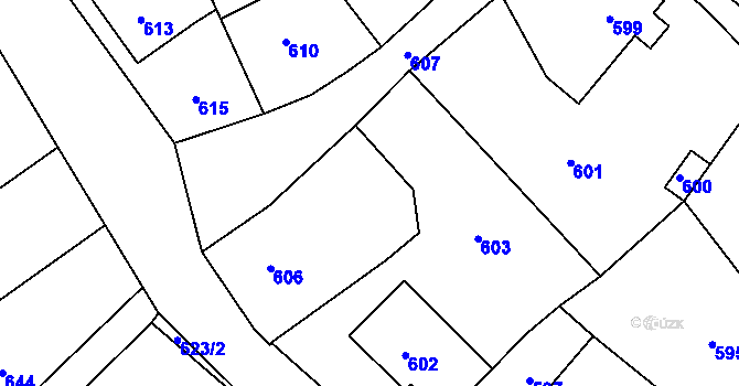 Parcela st. 605 v KÚ Velké Heraltice, Katastrální mapa